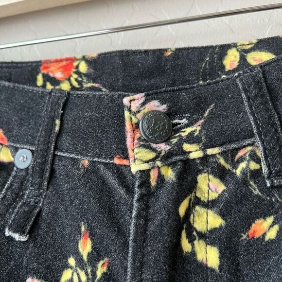 R13 Black Kick‎ Fit Floral Print High Rise Cropped Flare Pants Size 27 - Picture 5 of 13